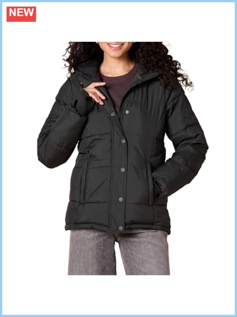 Quilted Hooded Puffer Coat Water-Resistant Winter Jacket